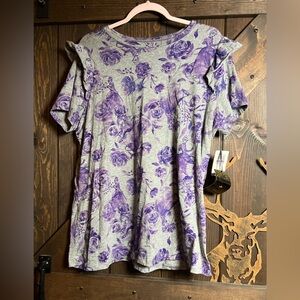 Floral Gray and Purple Disney princess Women's Short Sleeve Top.